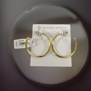 New Kendra Scott Gold Ella Hoop Earrings In White Crystal
